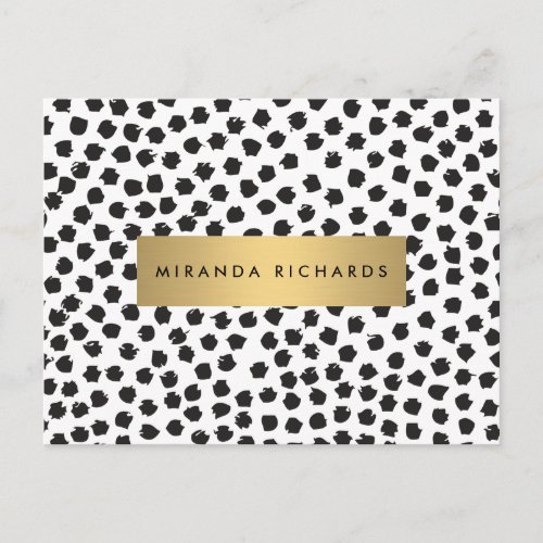 Luxe Black Confetti Dots II with Gold Bar Postcard