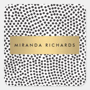 Luxe Black Confetti Dots with Gold Bar Stickers