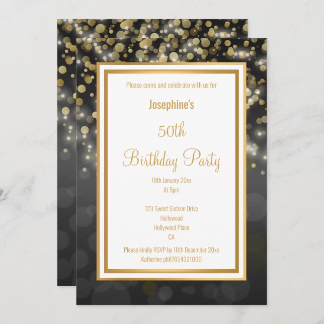 LUXE BLACK GOLD BIRTHDAY INVITATION (Front/Back)