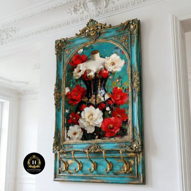 Luxe Black Gold Corset Mannequin Red Floral  Tissue Paper (Creator Uploaded)