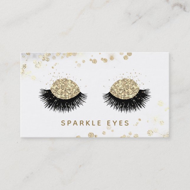 *~* Luxe Black Gold Gray Eyes Lashes Glam Business Card (Front)