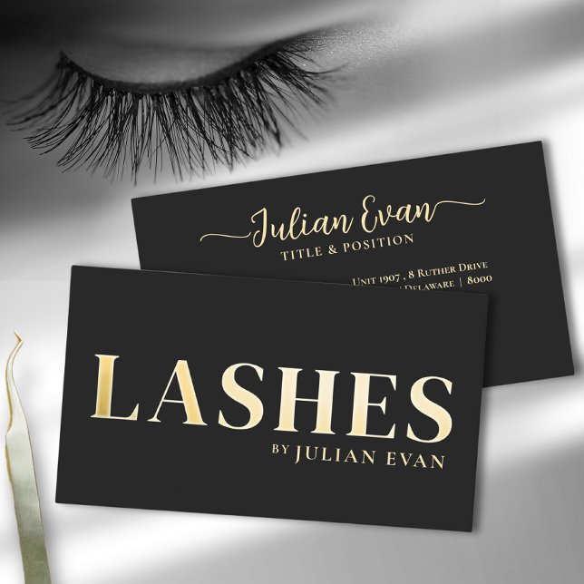 Luxe Black Gold Lash Technician Business Card (Creator Uploaded)