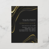 Luxe Black & Gold Liquid Marble Graduation Party Foil Invitation (Standing Front)