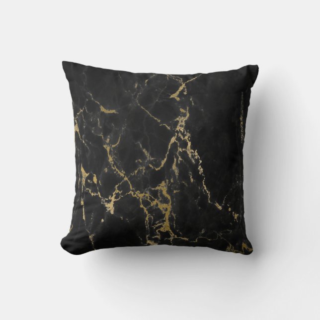 LUXE BLACK GOLD MARBLE INSPIRED CUSHION (Front)