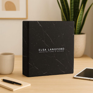 Luxe Black Marble with Your Name 3 Ring Binder