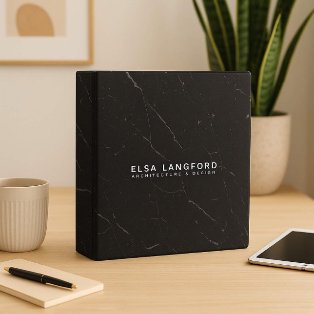 Luxe Black Marble with Your Name 3 Ring Binder (Creator Uploaded)