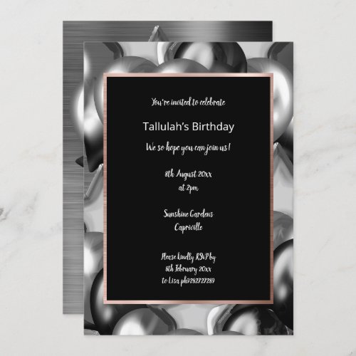 LUXE BLACK METALLIC BALLOON INVITATION