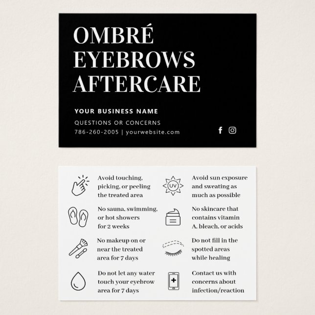 Luxe Black Ombre Brows Aftercare Guide (Front & Back)
