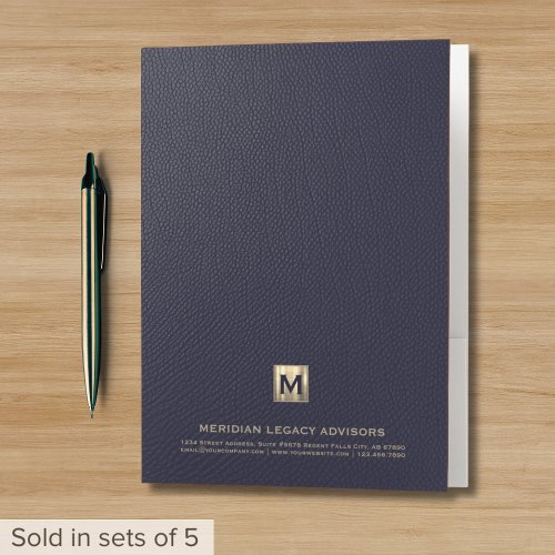 Luxe Blue and Gold Business Presentation Folder
