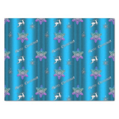 Luxe Blue Christmas Snowflakes and Reindeer