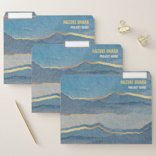 Luxe Blue Gold Mountains Sky Landscape File Folder