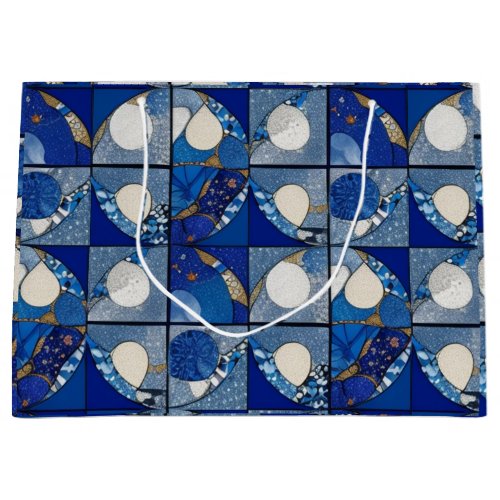 Luxe Blue Gold Silver AI Art Large Gift Bag