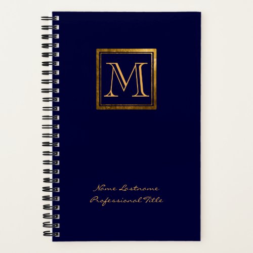 Luxe Blue Gold Square Monogram Bullet Notebook