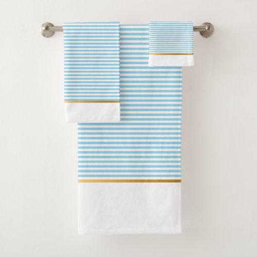 LUXE BLUE WHITE STRIPE GOLD BATHROOM TOWEL SET