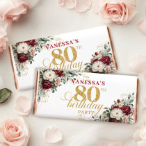 Luxe Blush Burgundy 80th Birthday Hershey Bar