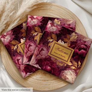 Luxe Blush Burgundy Gold Custom Cloth Dinner