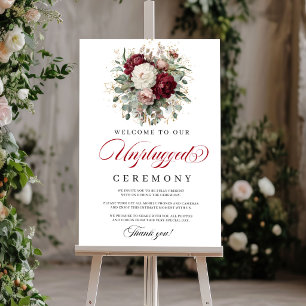 Luxe Blush Burgundy Unplugged Ceremony Poster