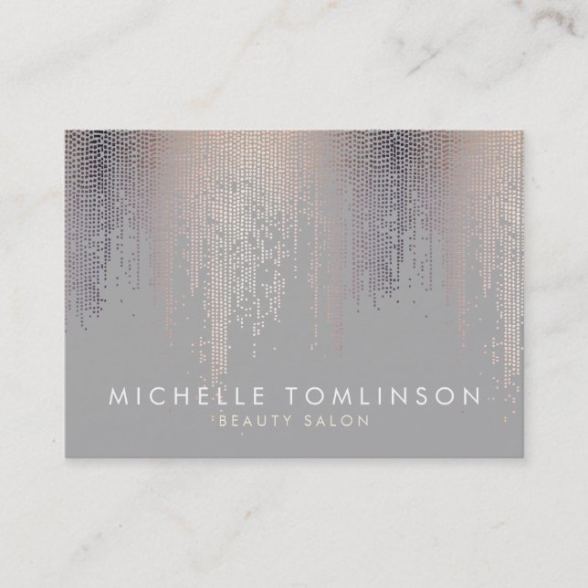 Luxe Blush Confetti Rain Pattern Gray Business Card (Front)