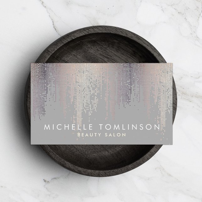 Luxe Blush Confetti Rain Pattern Gray Business Card (Creator Uploaded)