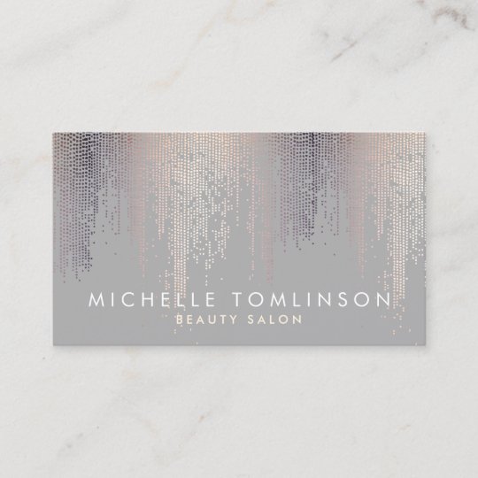 Luxe Blush Confetti Rain Pattern Gray Business Card