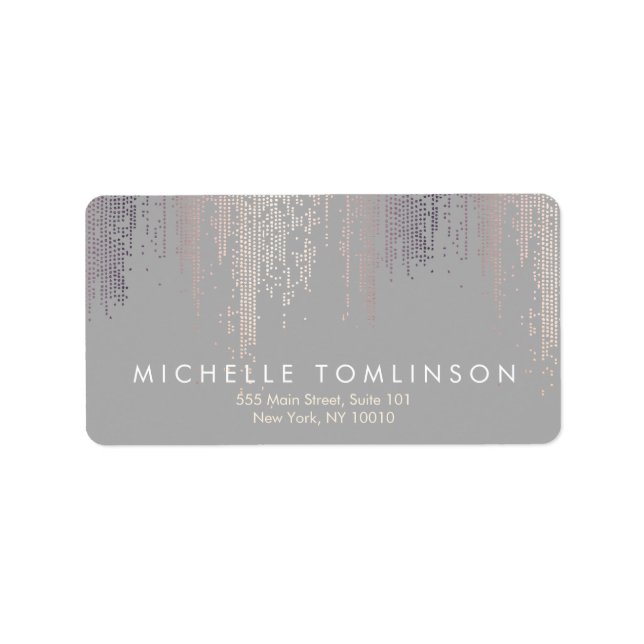 Luxe Blush Confetti Rain Pattern Gray Label (Front)