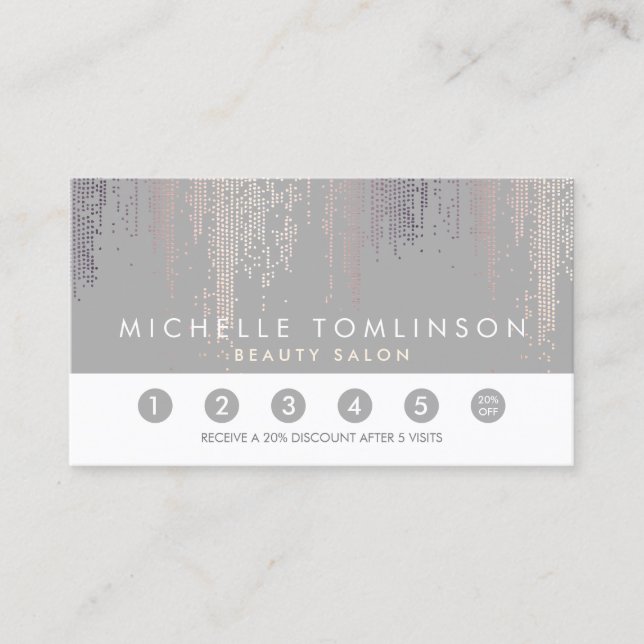 Luxe Blush Confetti Rain Pattern Gray Loyalty Card (Front)