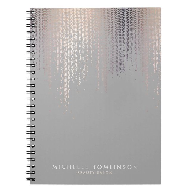 Luxe Blush Confetti Rain Pattern Gray Notebook (Front)
