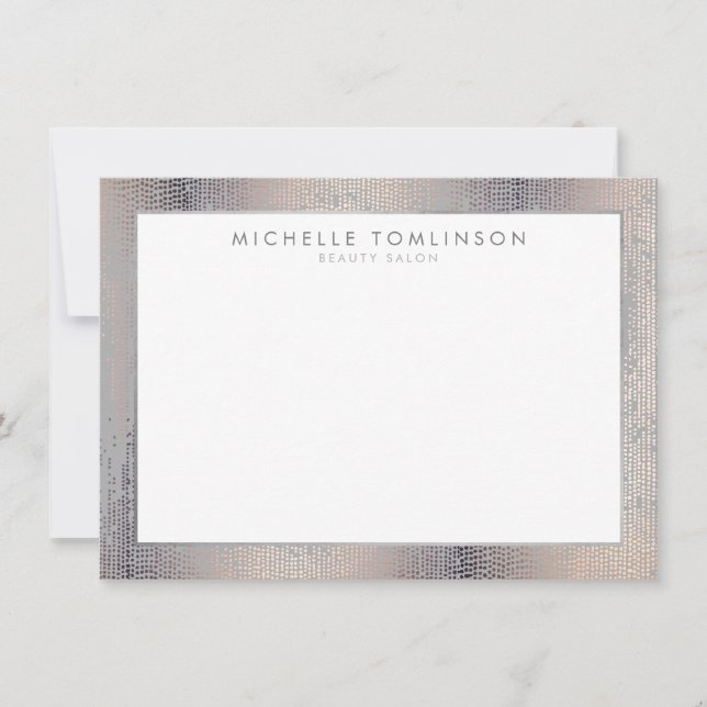 Luxe Blush Confetti Rain Pattern Gray Notecard (Front)