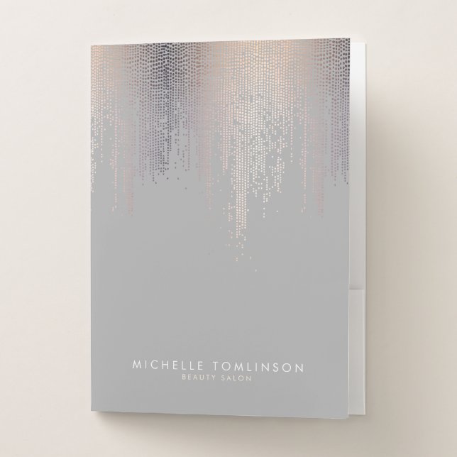 Luxe Blush Confetti Rain Pattern Gray Pocket Folder (Front)
