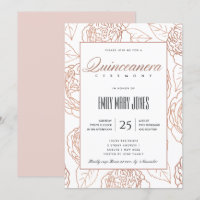 LUXE BLUSH PINK ROSE GOLD FLORAL QUINCEANERA