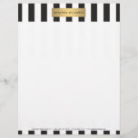 Luxe Bold Black and White Stripes with Gold Bar Letterhead<br><div class="desc">Coordinates with the Luxe Bold Black and White Stripes with Gold Bar Business Card Template by 1201AM. Elegantly chic personalized letterhead feature alternating black and white stripes with a faux metallic gold nameplate for your name an info for an on-trend,  luxe aesthetic. © 1201AM CREATIVE</div>