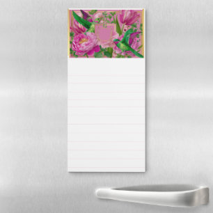 Luxe Botanical Pink and Green Magnetic Notepad