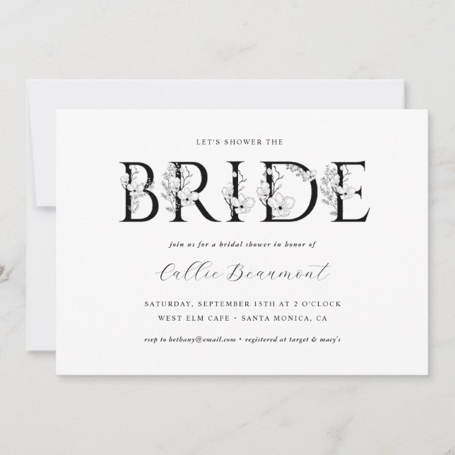Luxe Bridal Shower Formal Party Invitation Card (Front)