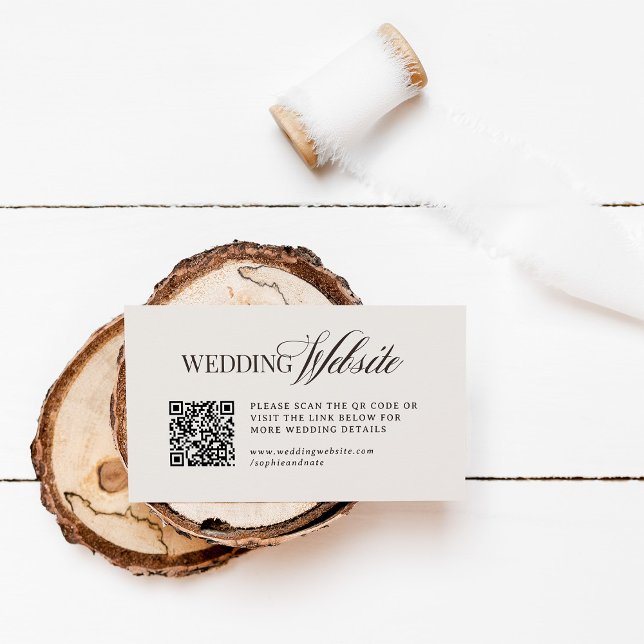 Luxe Brown and Ivory | Wedding Website QR Code Enclosure Card (Creator Uploaded)