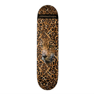 Luxe Brown Leopard Fur Exotic Wild Cat Camouflage Skateboard Deck