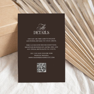 Luxe Brown QR Code Wedding Guest Details Enclosure Card