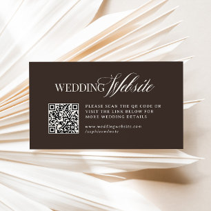 Luxe Brown Wedding Website QR Code Enclosure Card