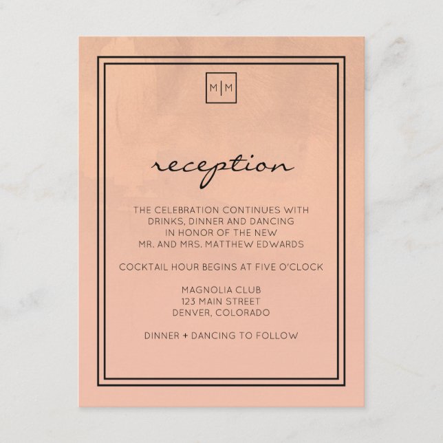 Luxe Burgundy and Blush Reception Card (Front)