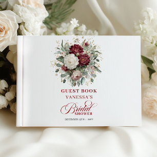 Luxe Burgundy Floral Bridal Shower Guest Book