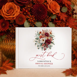 Luxe Burgundy Gold Eucalyptus fall boho bridal sho Guest Book