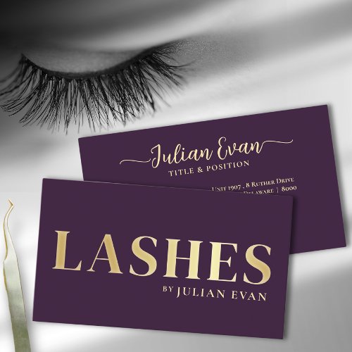 Luxe Burgundy Gold Lash Technician Business Card