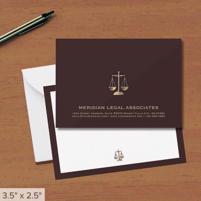 Luxe Burgundy Gold Law Firm Note Card (Creator Uploaded)