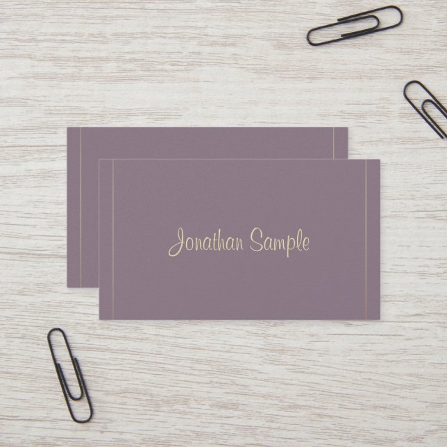 Luxe Businessman Calligraphy Script Pearl Luxury Business Card (Front/Back In Situ)