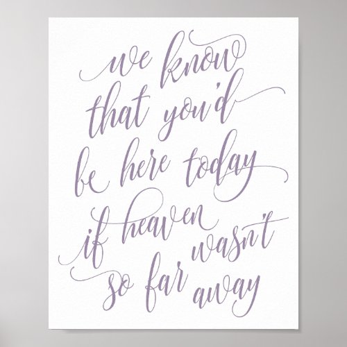 Luxe Calligraphy In Memory Sign Lavender