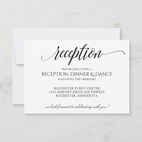 Luxe Calligraphy_Typography Reception Card  Black