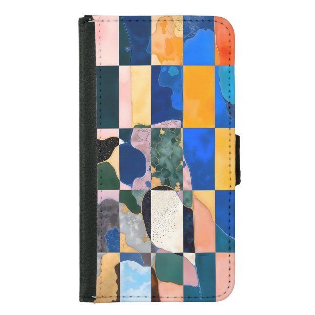 Luxe Checkerboard Curtain Samsung Galaxy Wallet Case (Front)