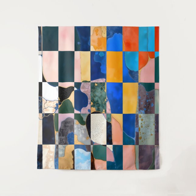 Luxe Checkerboard Curtain Tapestry (Front)