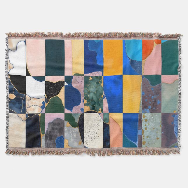 Luxe Checkerboard Curtain Throw Blanket (Front)