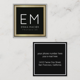 luxe chic black square pro business card