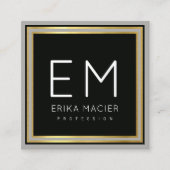 luxe chic black square pro square business card (Front)
